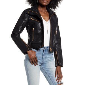 Women's BLANKNYC the Essentials Faux Leather Moto Jacket, M/L, Black